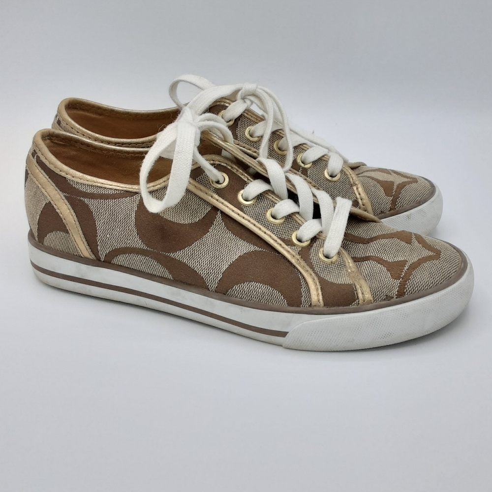 Coach Leatherworks Daliah Canvas with Leather Trim Lace Up Sneaker.